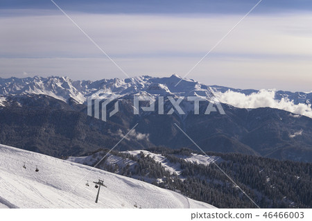 Snow snowboard skiers ski resort mountain landscape 46466003