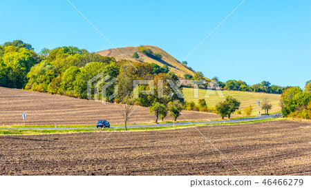Landscape of Ceske Stredohori, aka Central Bohemian Highlands, with typical spiky hills of volcanic 46466279