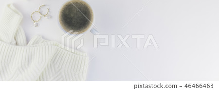 Cozy white warm sweater and Coffee Cup Autumn mood Cozy white warm sweater and Coffee Cup Autumn mood 46466463