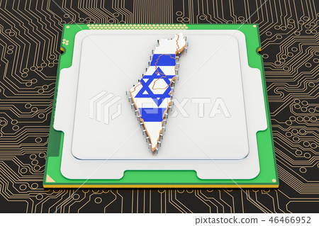 CPU computer processor unit with flag of Israel CPU computer processor unit with flag of Israel 46466952