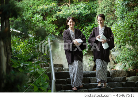 Hot spring tour Yukata appearance Outdoor bath image Hot spring tour Yukata appearance Outdoor bath image 46467515