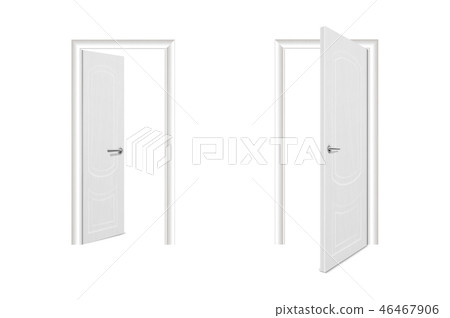 Vector Realistic Different Opened and Closed White Wooden Door Icon Set Closeup Isolated on White Vector Realistic Different Opened and Closed White Wooden Door Icon Set Closeup Isolated on White 46467906