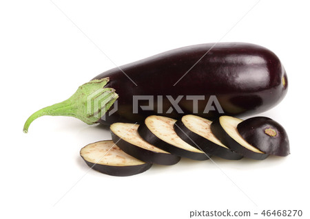 sliced eggplant or aubergine vegetable isolated on white background 46468270