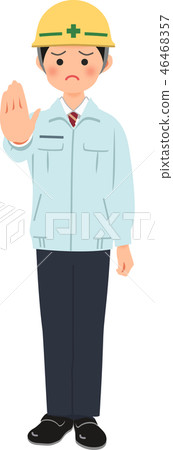 Man in a helmet and working dress to hold off Man in a helmet and working dress to hold off 46468357
