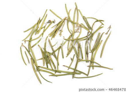 Dried rosemary or rosemarin leaves isolated on white background top view Dried rosemary or rosemarin leaves isolated on white background top view 46468478