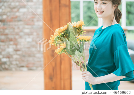 向日葵 女生 女孩 46469663