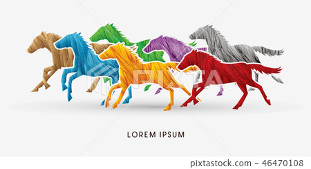 7 Horses running graphic vector 46470108