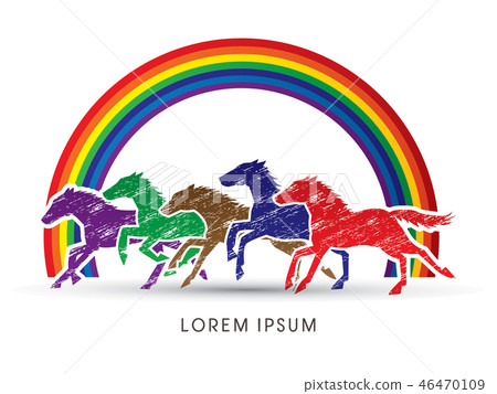 5 Horses running graphic vector 46470109
