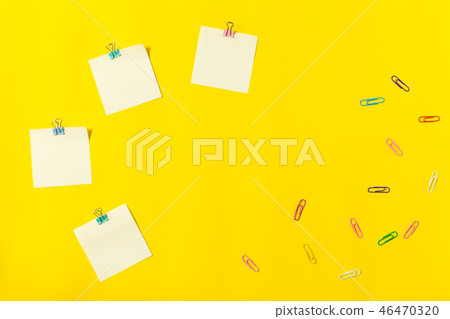 stationary on yellow background stationary on yellow background 46470320