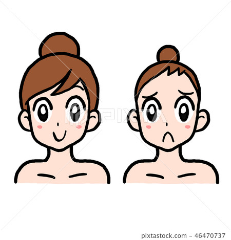 Female Face Normal And Thin Hair Stock Illustration 46470737