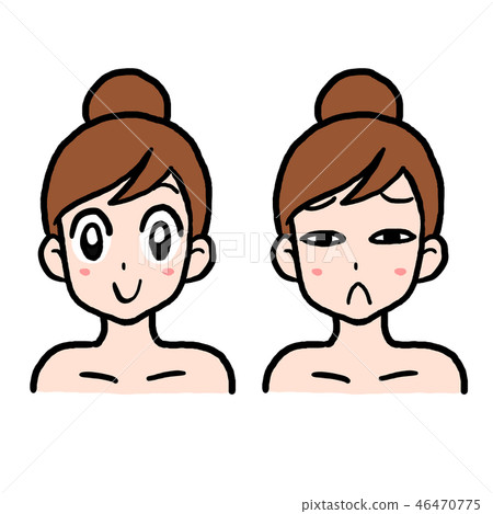 Female face normal and fine sad Female face normal and fine sad 46470775