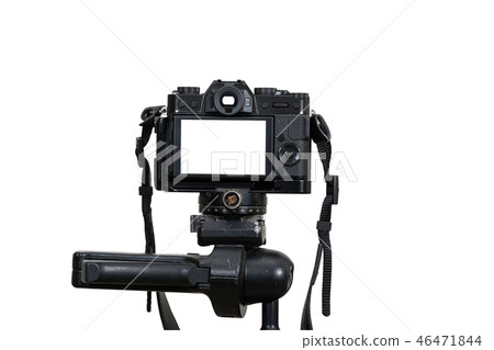 A Professional digital mirrorless camera on tripod on white background, Camera for photographer or Video, Live Streaming equipment concept A Professional digital mirrorless camera on tripod on white background, Camera for photographer or Video, Live Streaming equipment concept 46471844