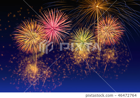 Fireworks celebration and the twilight sky. 46472764