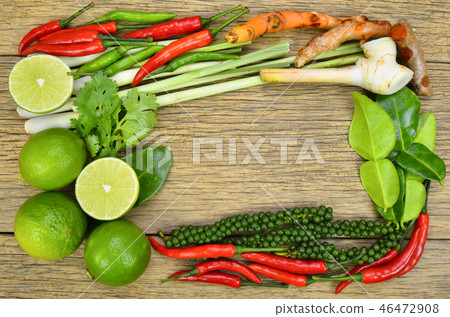 Thai Spicy Ingredients Background. Thai Spicy Ingredients Background. 46472908