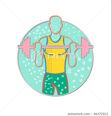 Athlete Lifting Barbell Front Circle Memphis Style 46472912