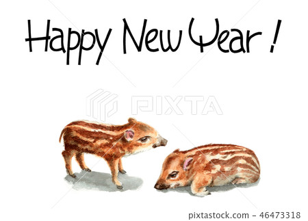 New Year's card postcard material with Uri bo 46473318