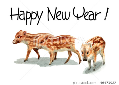 新年賀卡明信片材料與Uri博 46473982