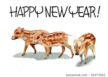 新年賀卡明信片材料與Uri博 46473983