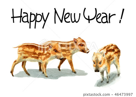 New Year's card postcard material with Uri bo 46473997