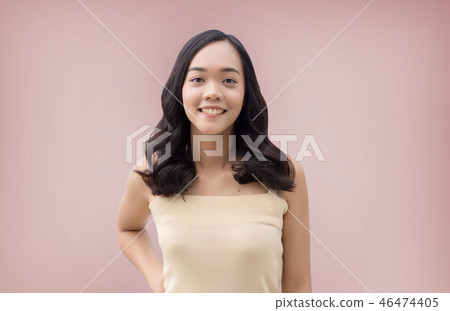 cute asian girl smile in healthy skin 46474405