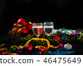 Two glasses of champagne with a Christmas decor  46475649