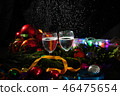 Two glasses of champagne with a Christmas decor  46475654