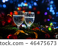 Two glasses of champagne with a Christmas decor  46475673