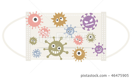 Virus and bacteria attached to the mask 46475905