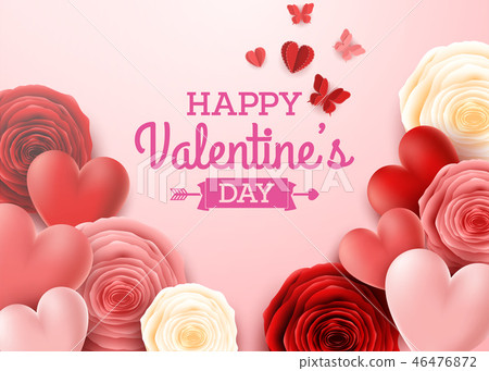 Valentines day greeting card with rose flower and - Stock Illustration ...