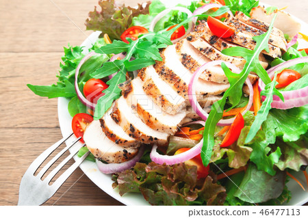 Chicken breast salad, Close up and selective focus 46477113