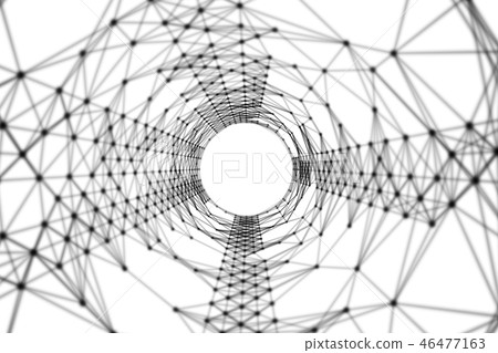 Black tunnel with network connection pattern lines on white. Hig Black tunnel with network connection pattern lines on white. Hig 46477163