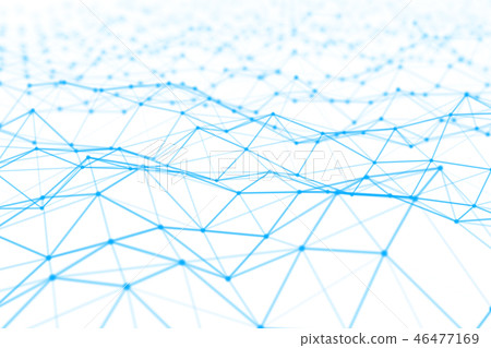 Blue digital data and network connection triangle lines and sphe 46477169