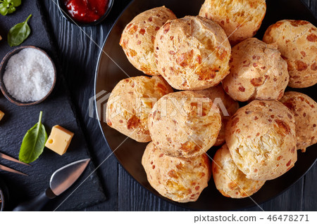 overhead view of french Gougeres, flat lay 46478271