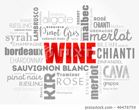WINE VARIETALS Types word cloud collage WINE VARIETALS Types word cloud collage 46478759