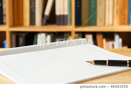 手稿紙書架寫作作家 46481958