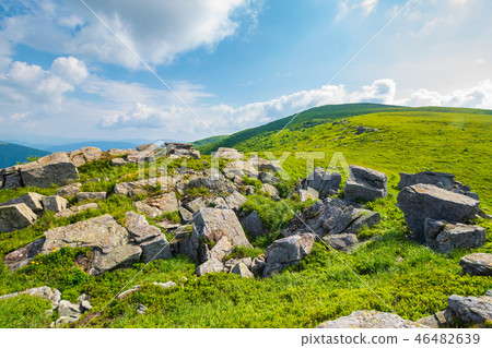 grassy slope with huge rocks grassy slope with huge rocks 46482639