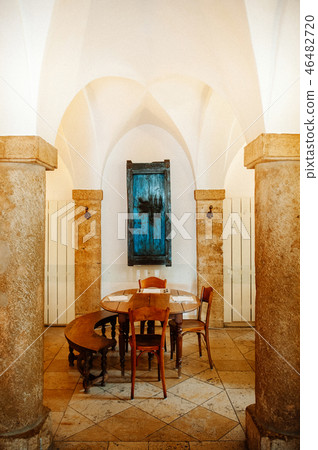 Old vintage restaurant with wooden table 46482720