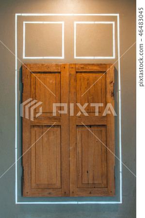 Old wooden window and white line Old wooden window and white line 46483045