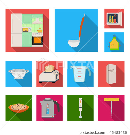 Kitchen equipment flat icons in set collection for design. Kitchen and accessories vector symbol 46483486