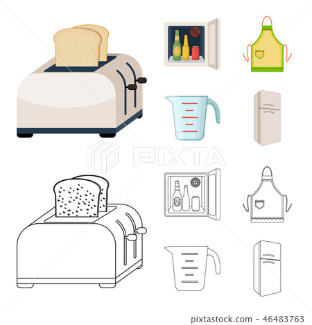 Kitchen equipment cartoon,outline icons in set collection for design. Kitchen and accessories vector Kitchen equipment cartoon,outline icons in set collection for design. Kitchen and accessories vector 46483763