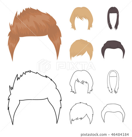 Mustache And Beard Hairstyles Cartoon Outline Stock