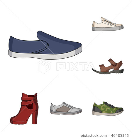 Different shoes cartoon icons in set collection for design. Men and women shoes vector symbol stock 46485345