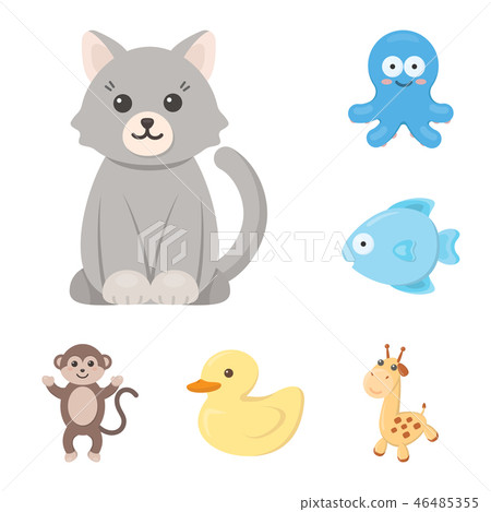 An unrealistic cartoon animal icons in set collection for design. Toy animals vector symbol stock An unrealistic cartoon animal icons in set collection for design. Toy animals vector symbol stock 46485355