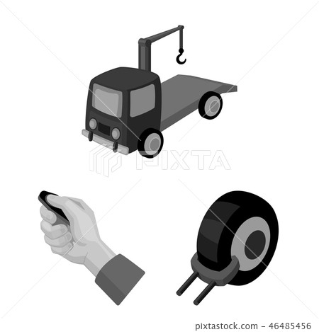 Parking for cars monochrome icons in set collection for design. Equipment and service vector symbol 46485456