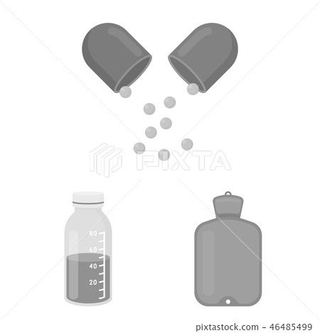 Medicine and treatment monochrome icons in set collection for design. Medicine and equipment vector Medicine and treatment monochrome icons in set collection for design. Medicine and equipment vector 46485499