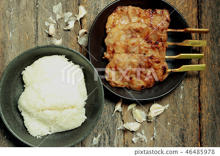 Sticky rice and Grilled pork 2 Sticky rice and Grilled pork 2 46485978