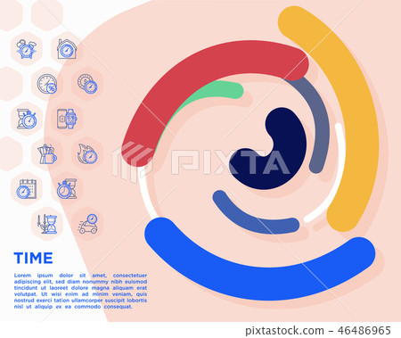 Time concept with thin line icons - Stock Illustration [46486965] - PIXTA