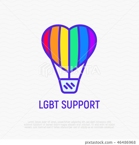 LGBT support icon: aerostat with rainbow balloon LGBT support icon: aerostat with rainbow balloon 46486968