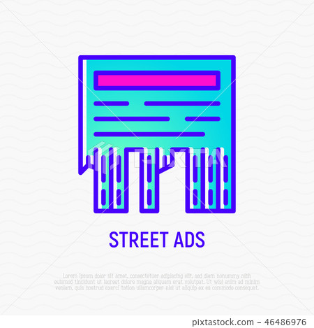 Street ads thin line icon. Vector illustration. 46486976