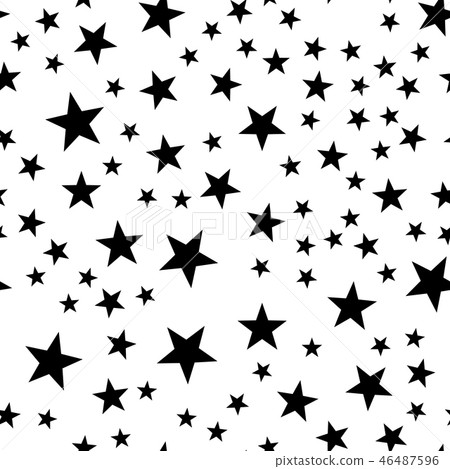 Star seamless pattern. Night, space or christmas theme. Flat vector background in black and white Star seamless pattern. Night, space or christmas theme. Flat vector background in black and white 46487596